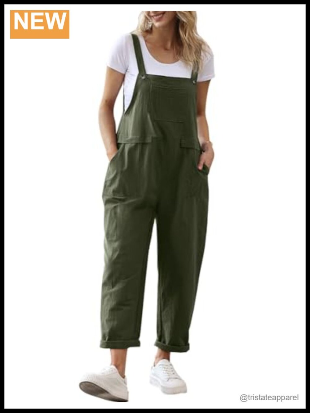 Women's Cotton Overalls Baggy Loose Bib Pants Sleeveless with Pockets